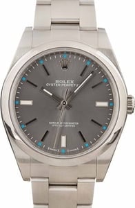 Rolex Oyster Perpetual Pre-Owned 39MM Rhodium Dial Stainless Steel Oyster, B&P (2018)